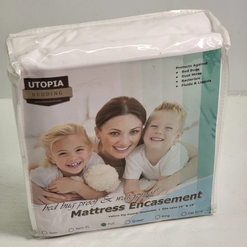 Zippered Mattress Encasement Bed Bug Waterproof Protector Utopia Bedding Sz Full